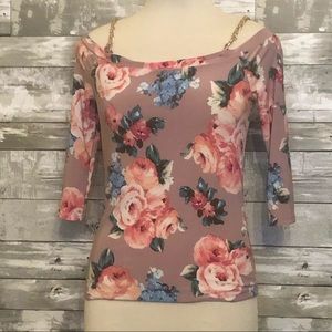 Sz S Mine Off the Shoulder Purple Floral Top